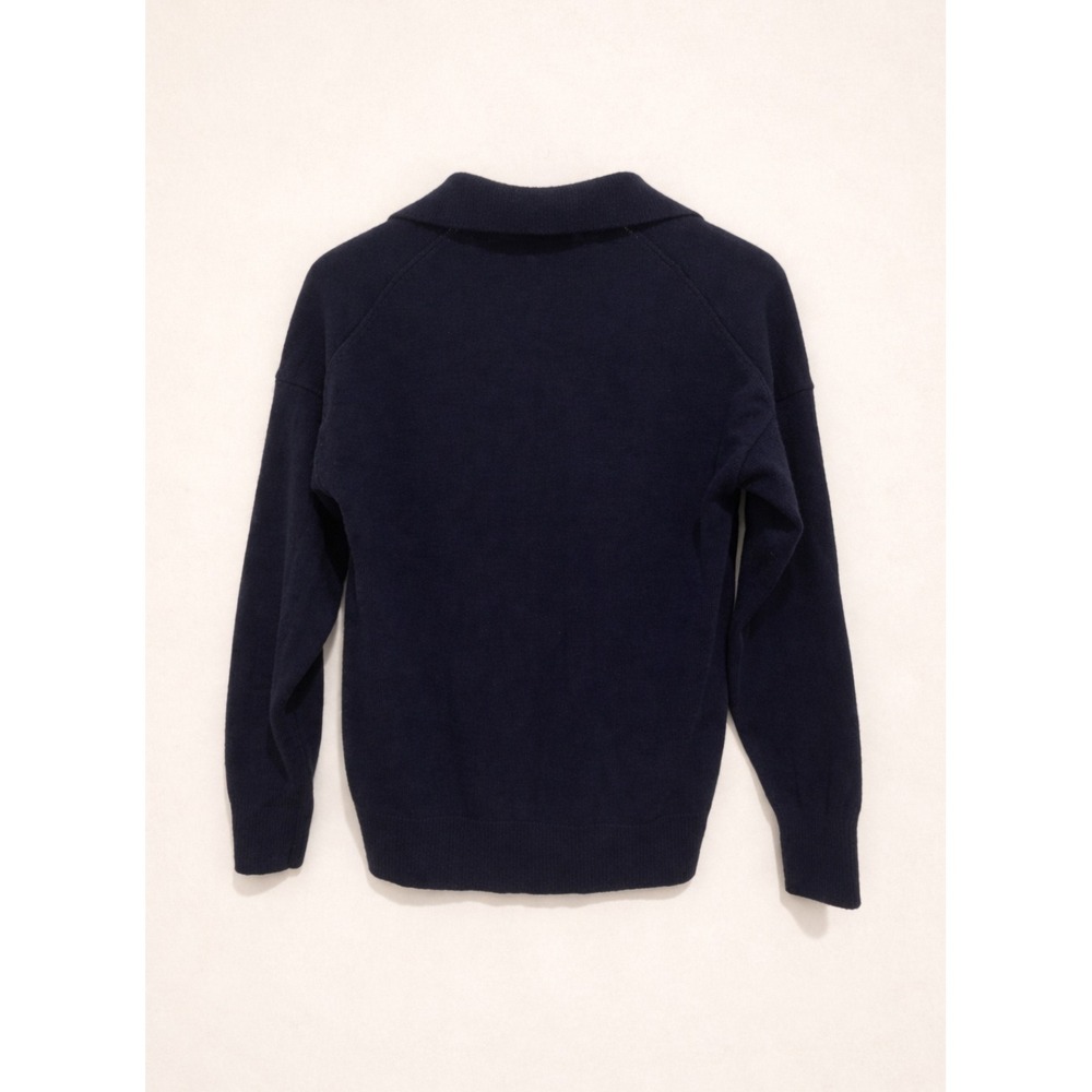 Quince 100% Mongolian Cashmere Polo Sweater Navy Medium Soft Minimal Luxury - Picture 2 of 6
